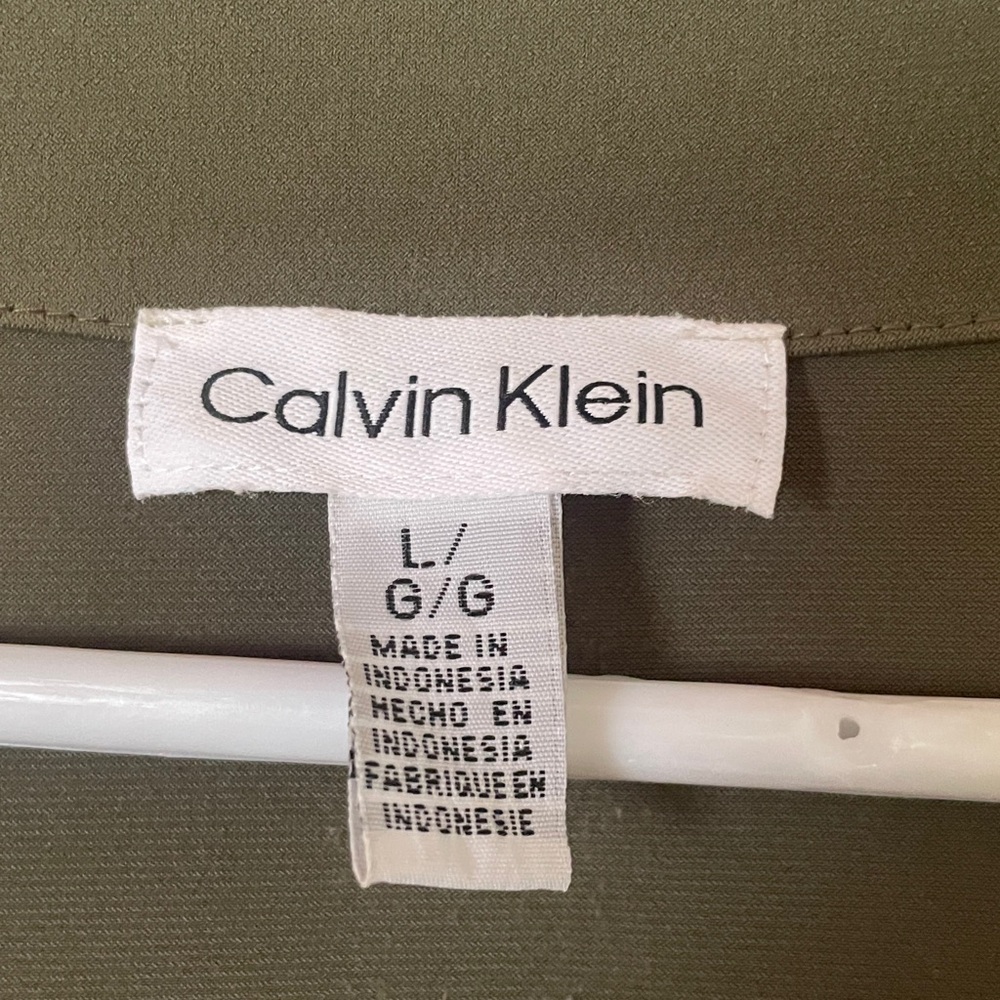 Calvin Klein olive sheer sleeve blouse - Picture 3 of 5